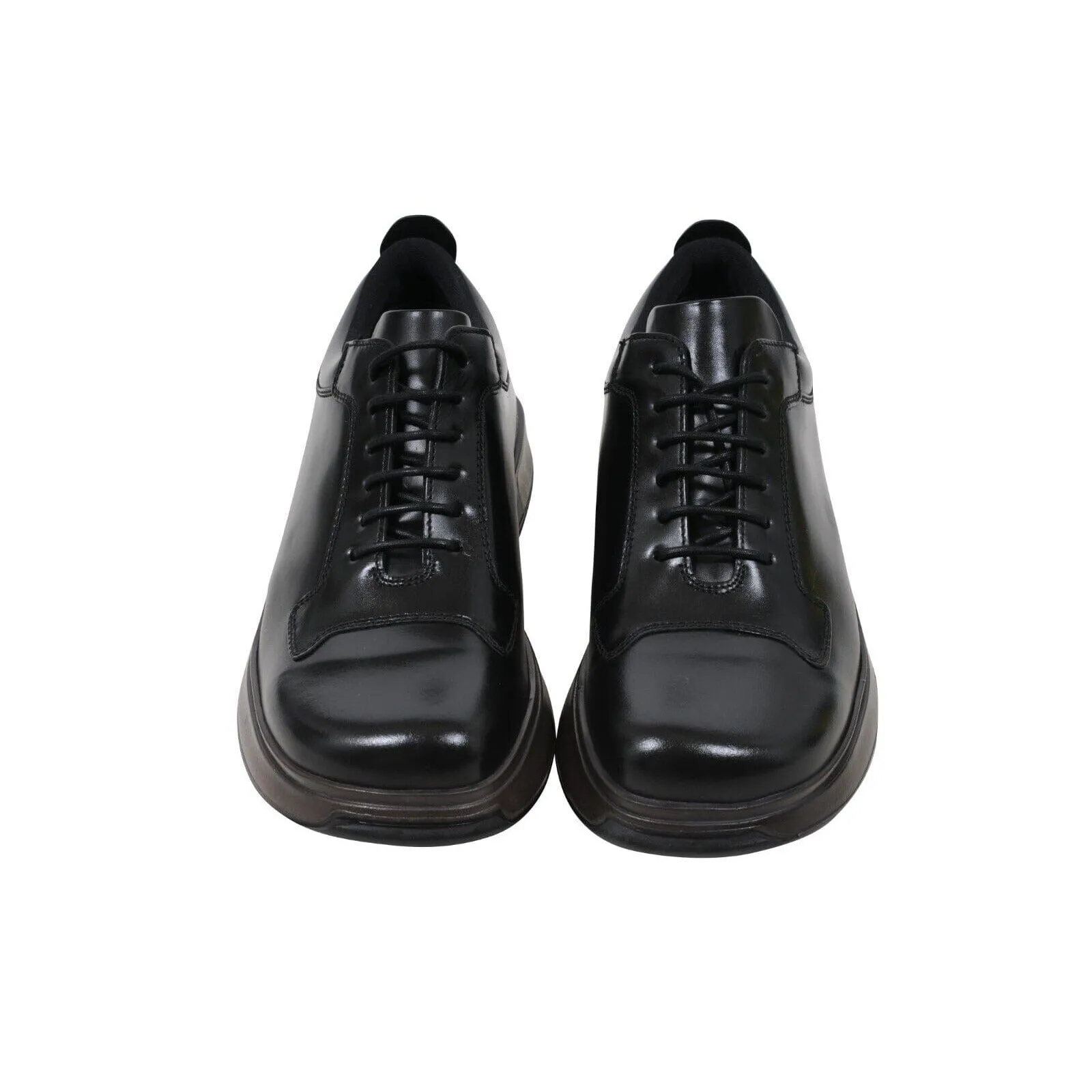 Black Leather Derby Square Toe Golf Shoes