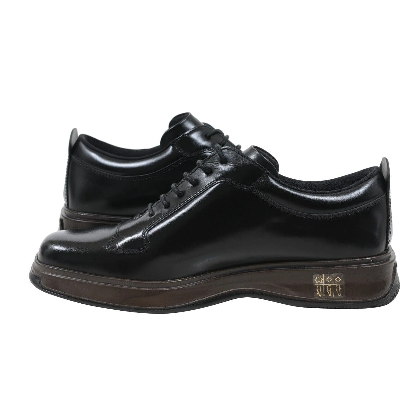 Black Leather Derby Square Toe Golf Shoes