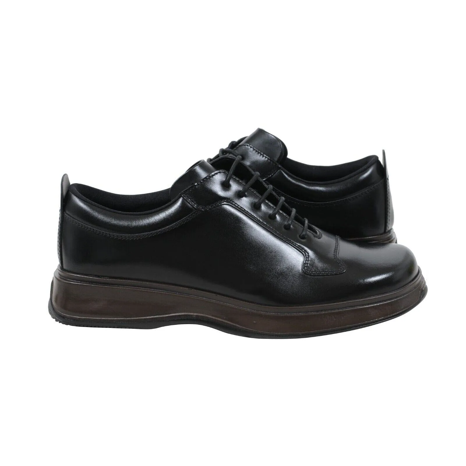Black Leather Derby Square Toe Golf Shoes