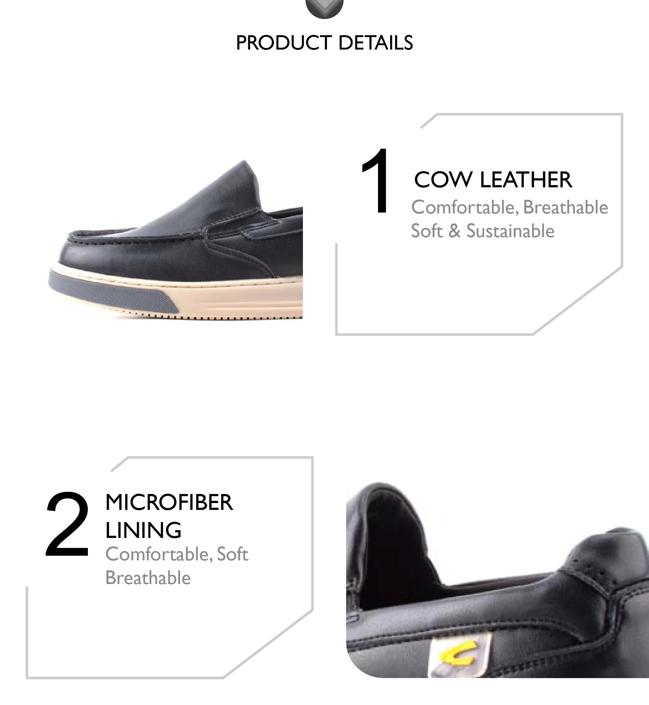 C by camel active Leather Smooth Slip On Shoes Men Black LEAGLE-822412-HX1SVC-1