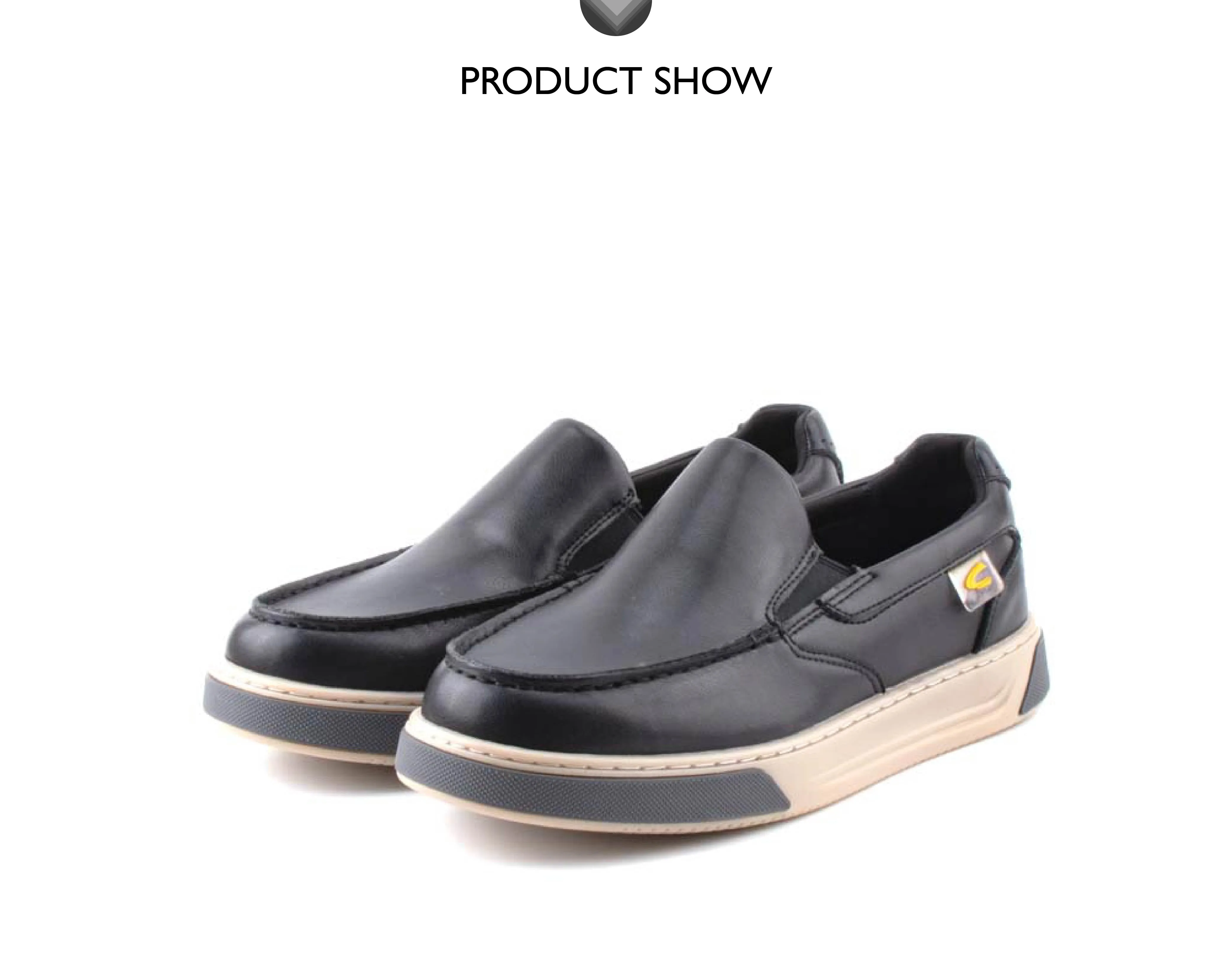 C by camel active Leather Smooth Slip On Shoes Men Black LEAGLE-822412-HX1SVC-1