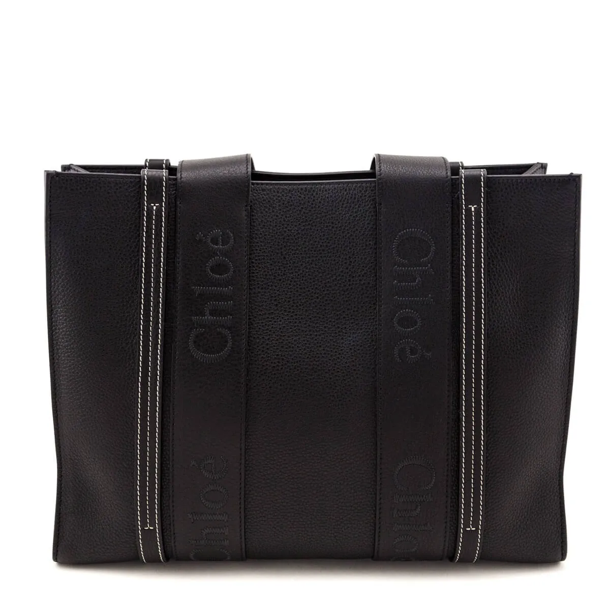 Chloe Black Calfskin Medium Woody Tote