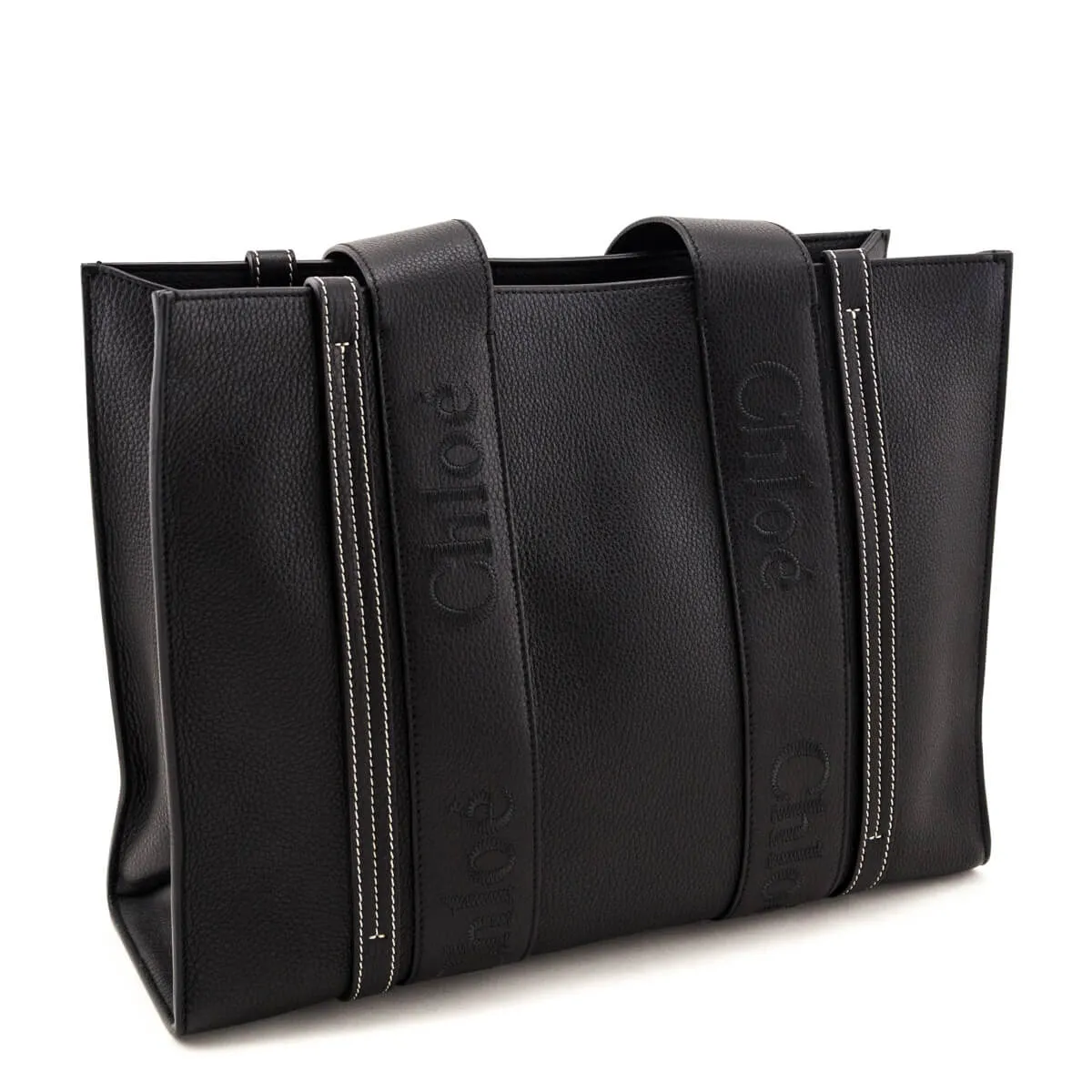 Chloe Black Calfskin Medium Woody Tote