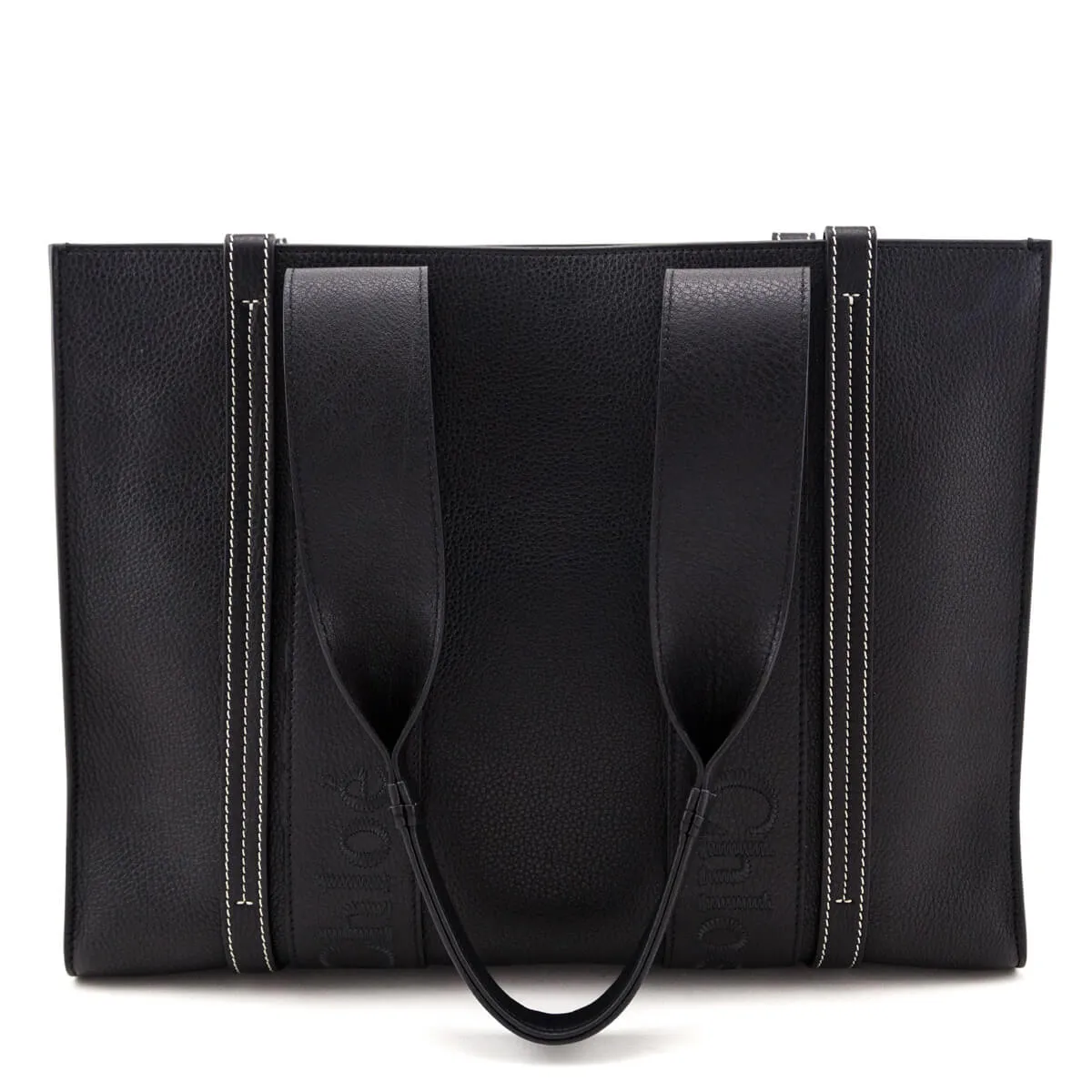 Chloe Black Calfskin Medium Woody Tote