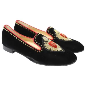 CHRISTIAN LOUBOUTIN MI CORAZON VELVET LOAFERS