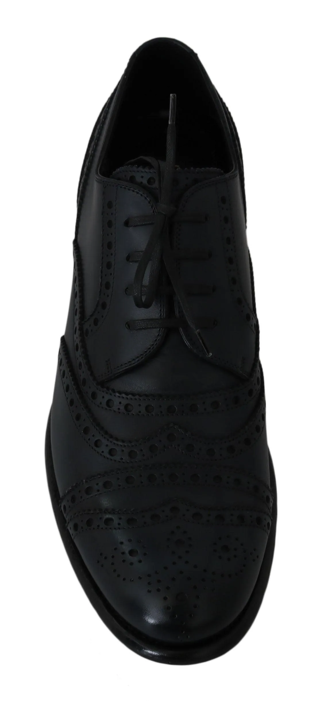 Dolce & Gabbana Elegant Blue Leather Wingtip Derby Sko