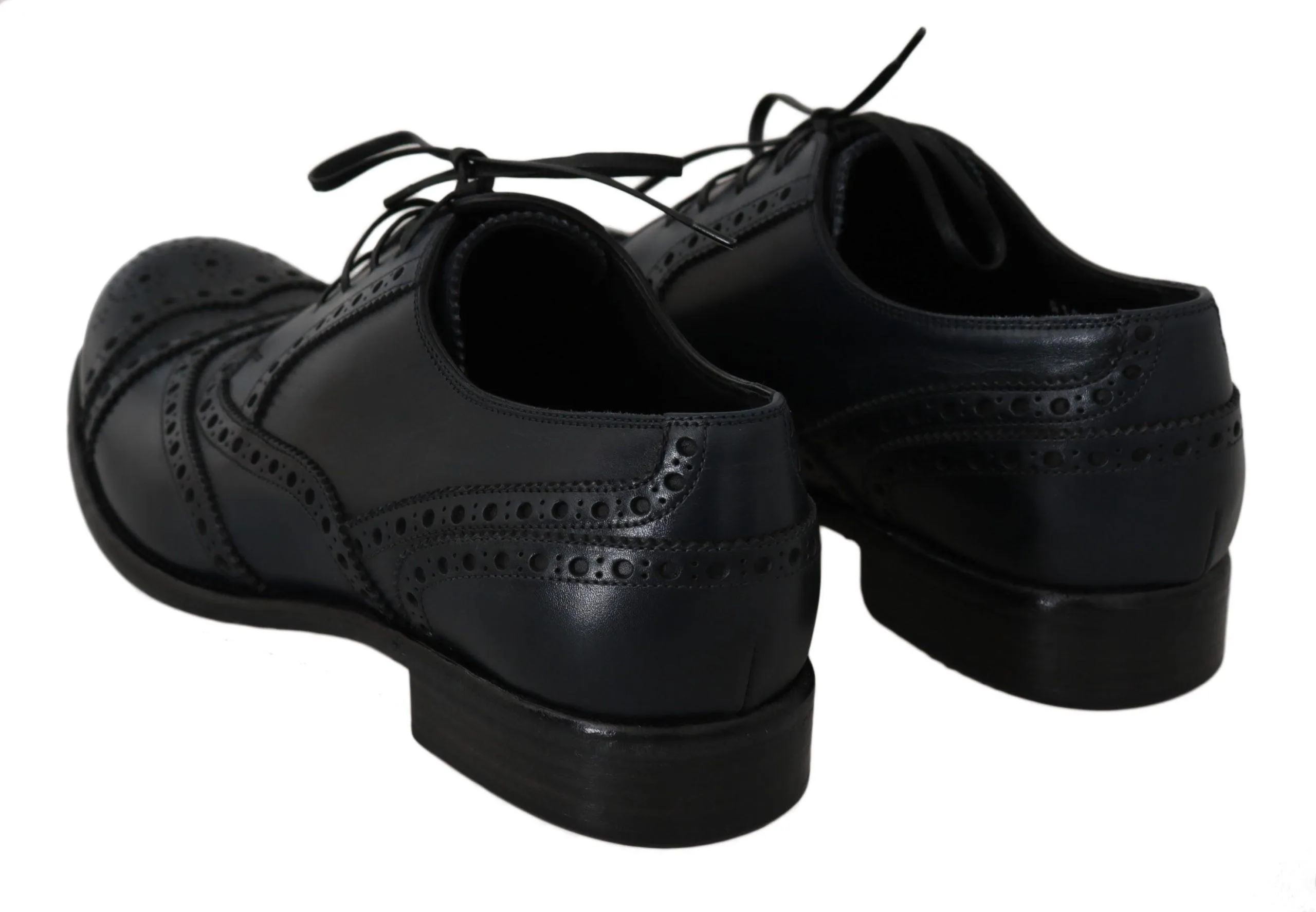 Dolce & Gabbana Elegant Blue Leather Wingtip Derby Sko