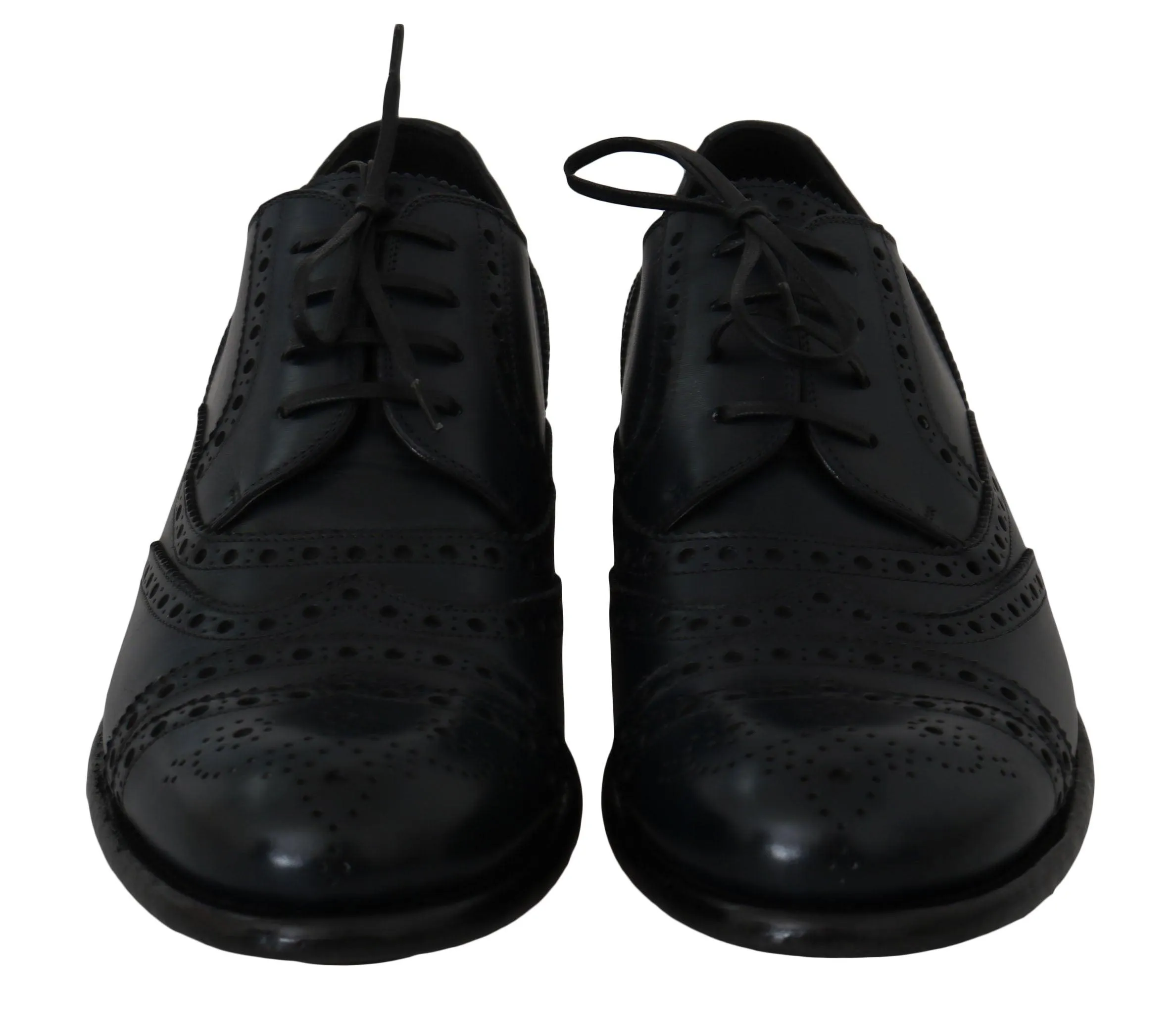 Dolce & Gabbana Elegant Blue Leather Wingtip Derby Sko