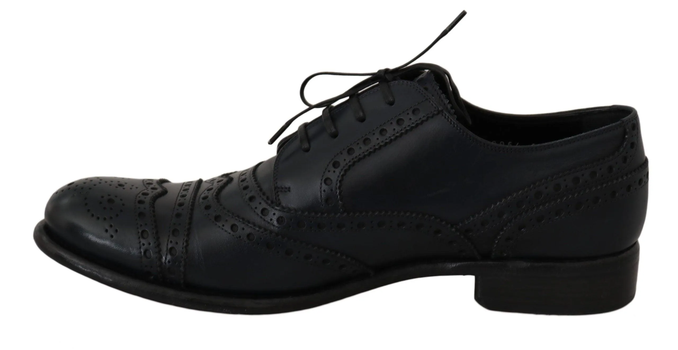 Dolce & Gabbana Elegant Blue Leather Wingtip Derby Sko
