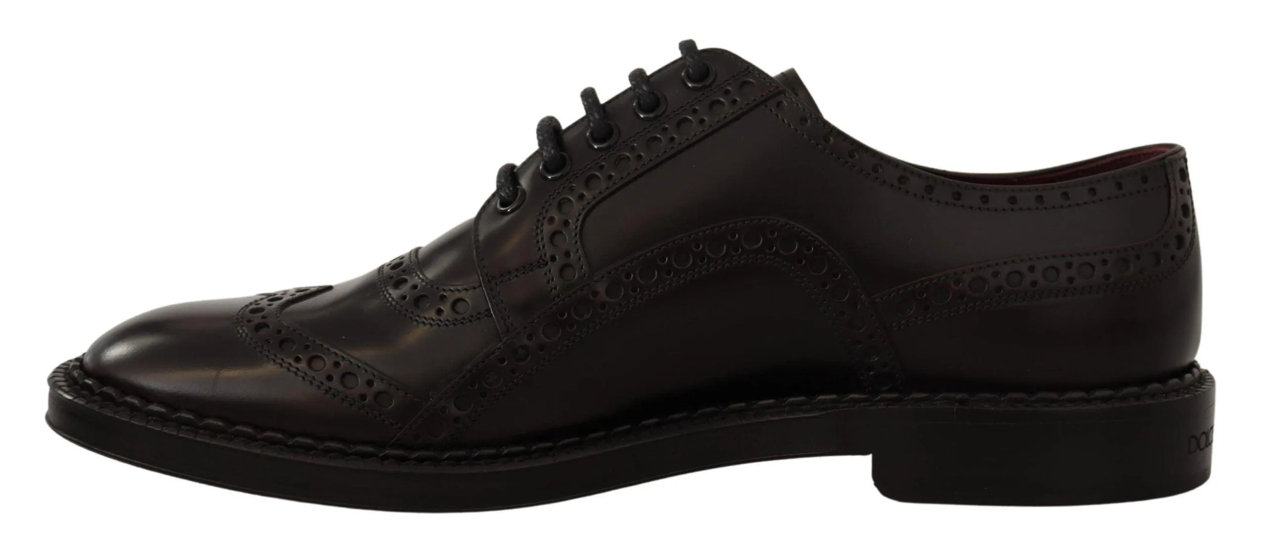 Dolce & Gabbana Elegant Purple Leather Derby Formal Sko