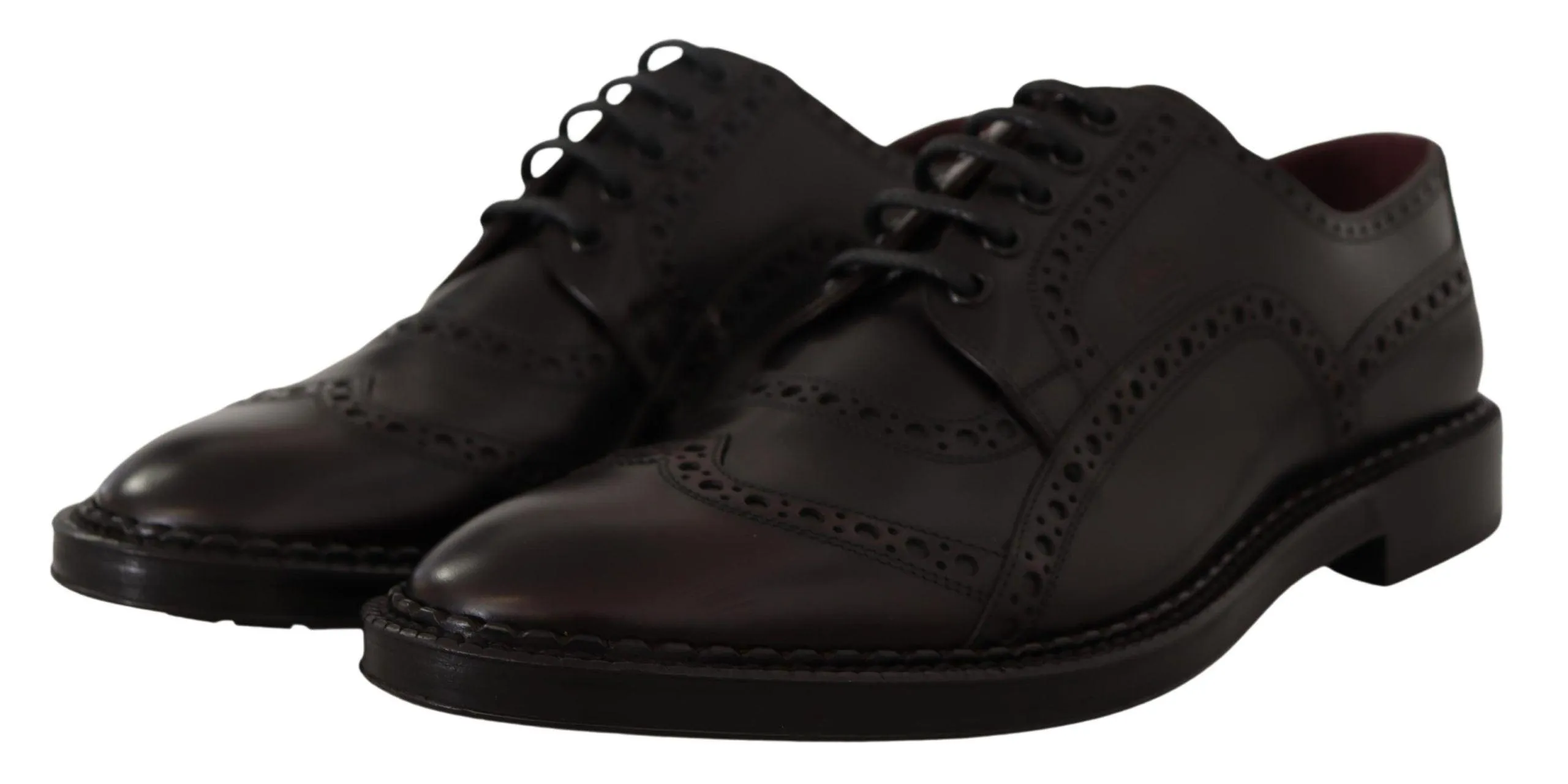 Dolce & Gabbana Elegant Purple Leather Derby Formal Sko