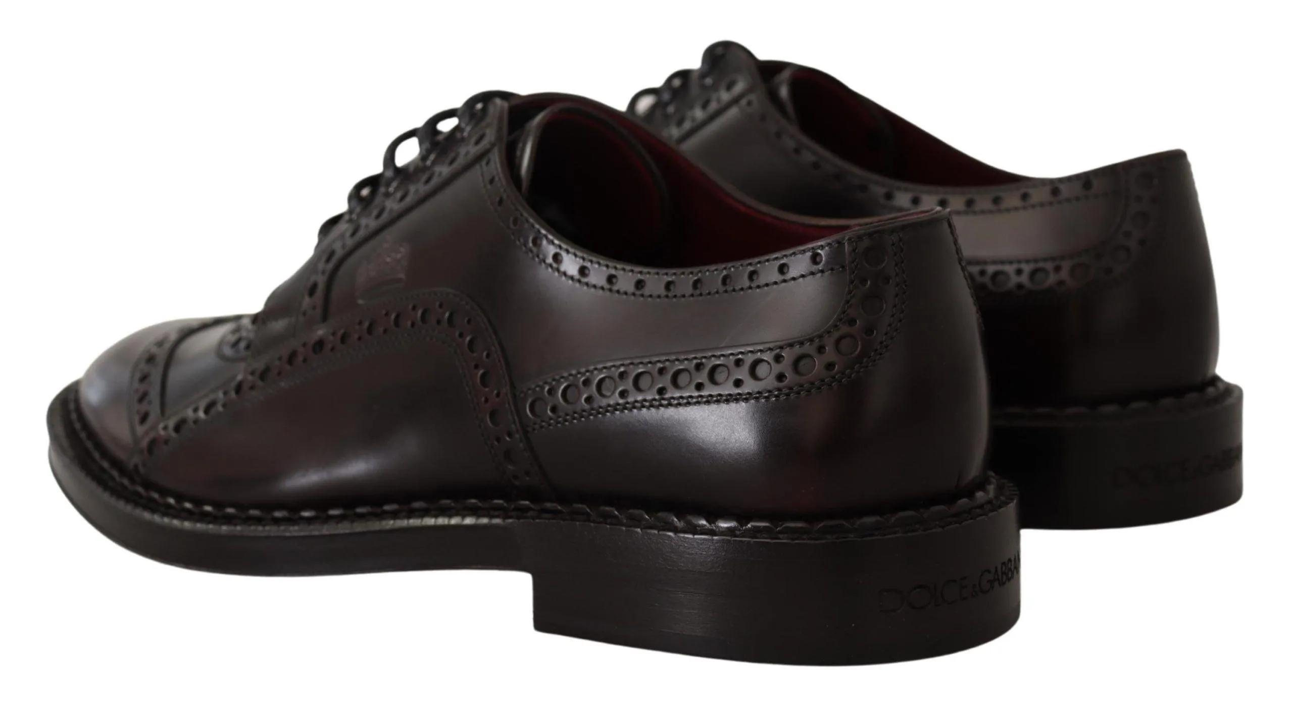 Dolce & Gabbana Elegant Purple Leather Derby Formal Sko