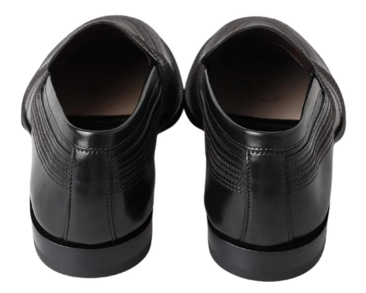 Dolce & Gabbana Sort Læder Loafers Sko