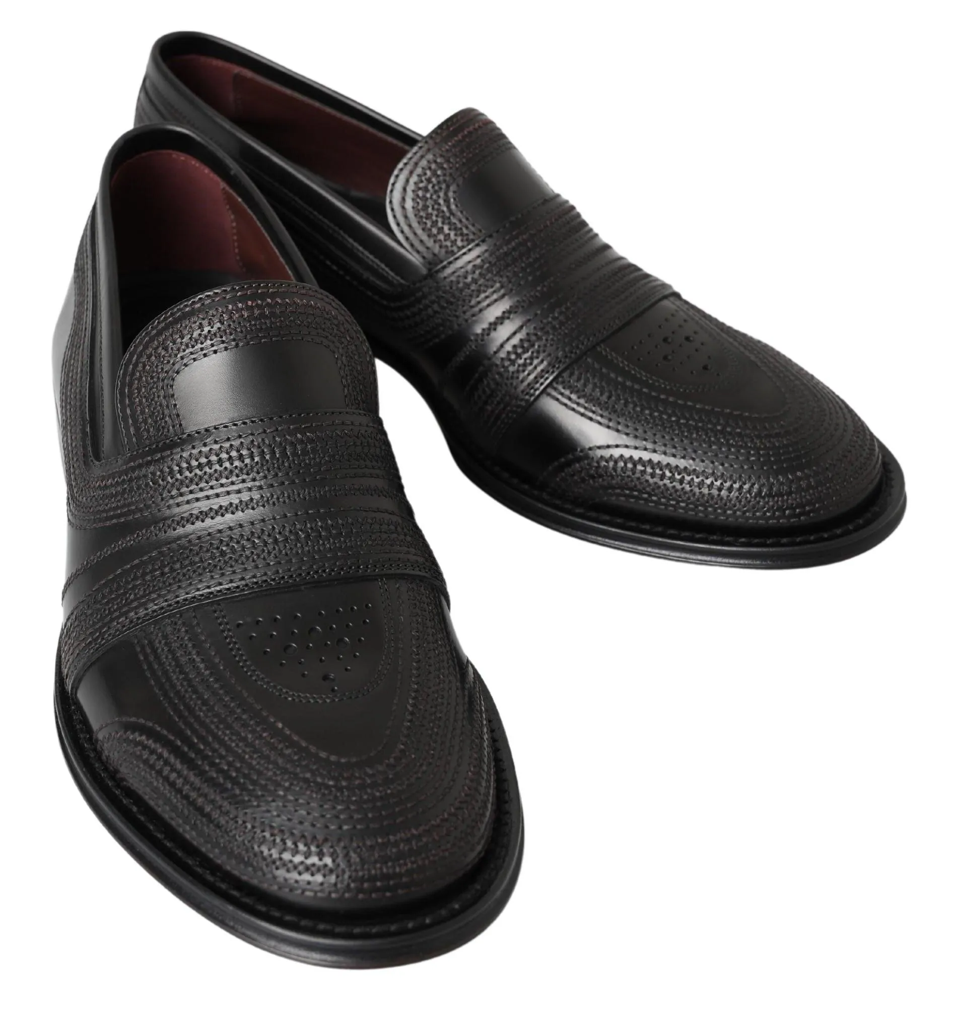 Dolce & Gabbana Sort Læder Loafers Sko