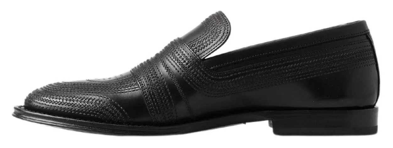 Dolce & Gabbana Sort Læder Loafers Sko