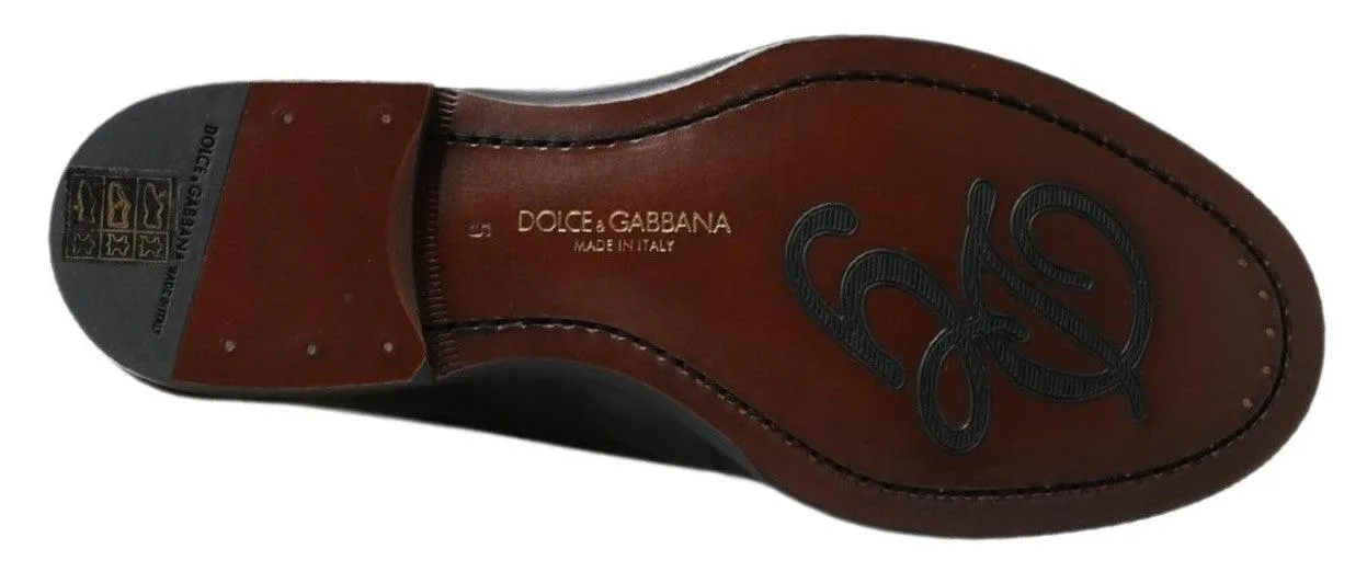 Dolce & Gabbana Sort Læder Loafers Sko