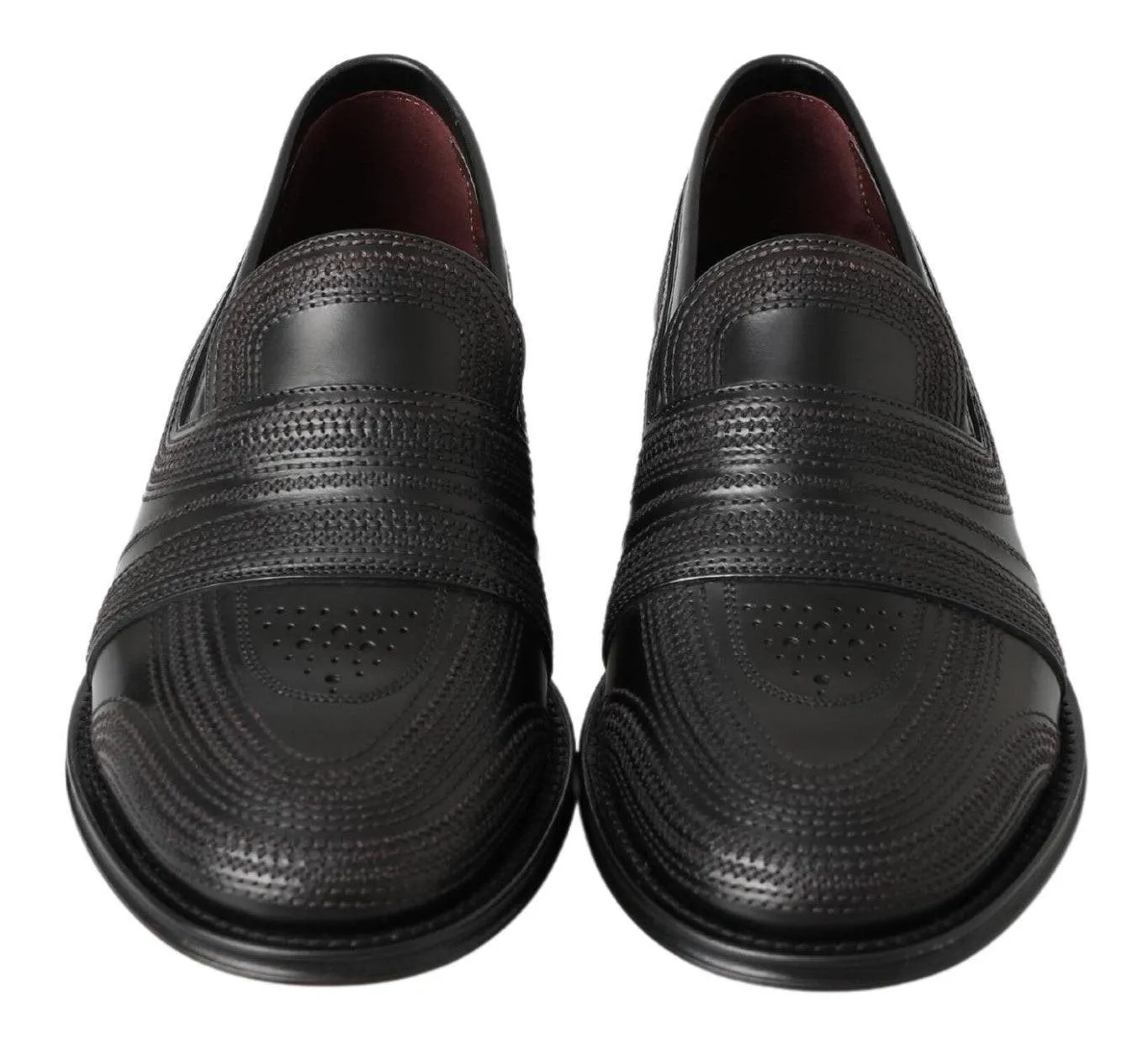 Dolce & Gabbana Sort Læder Loafers Sko