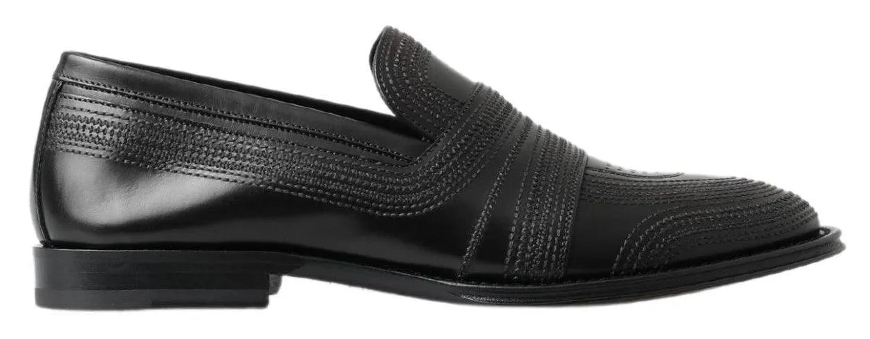 Dolce & Gabbana Sort Læder Loafers Sko