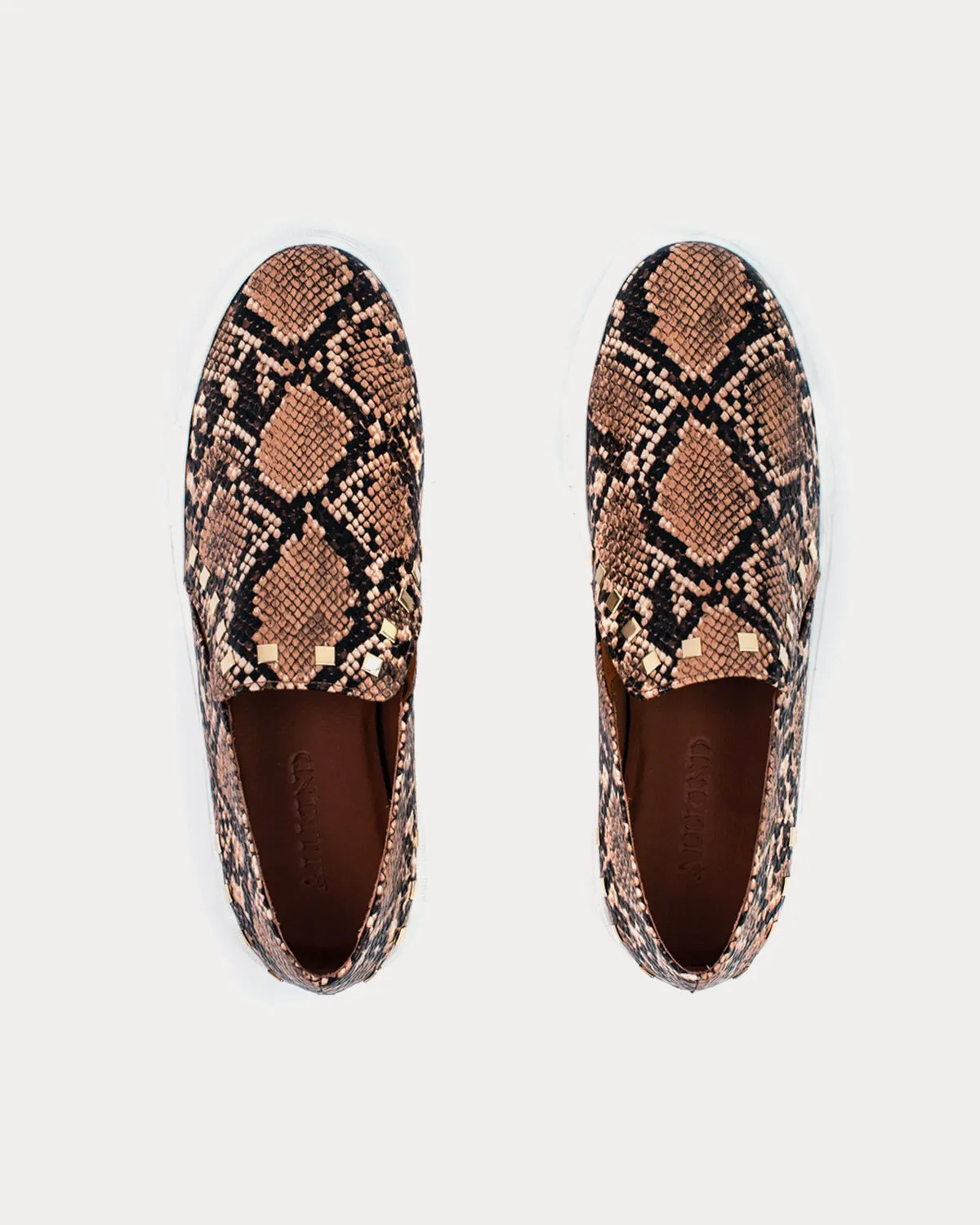 Hayley Stud Detail Vegan Brown Slip On Sneakers