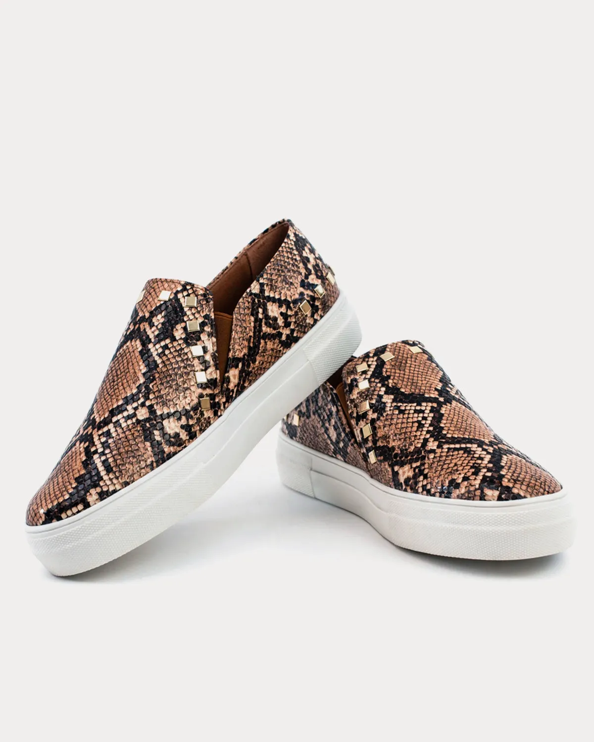Hayley Stud Detail Vegan Brown Slip On Sneakers