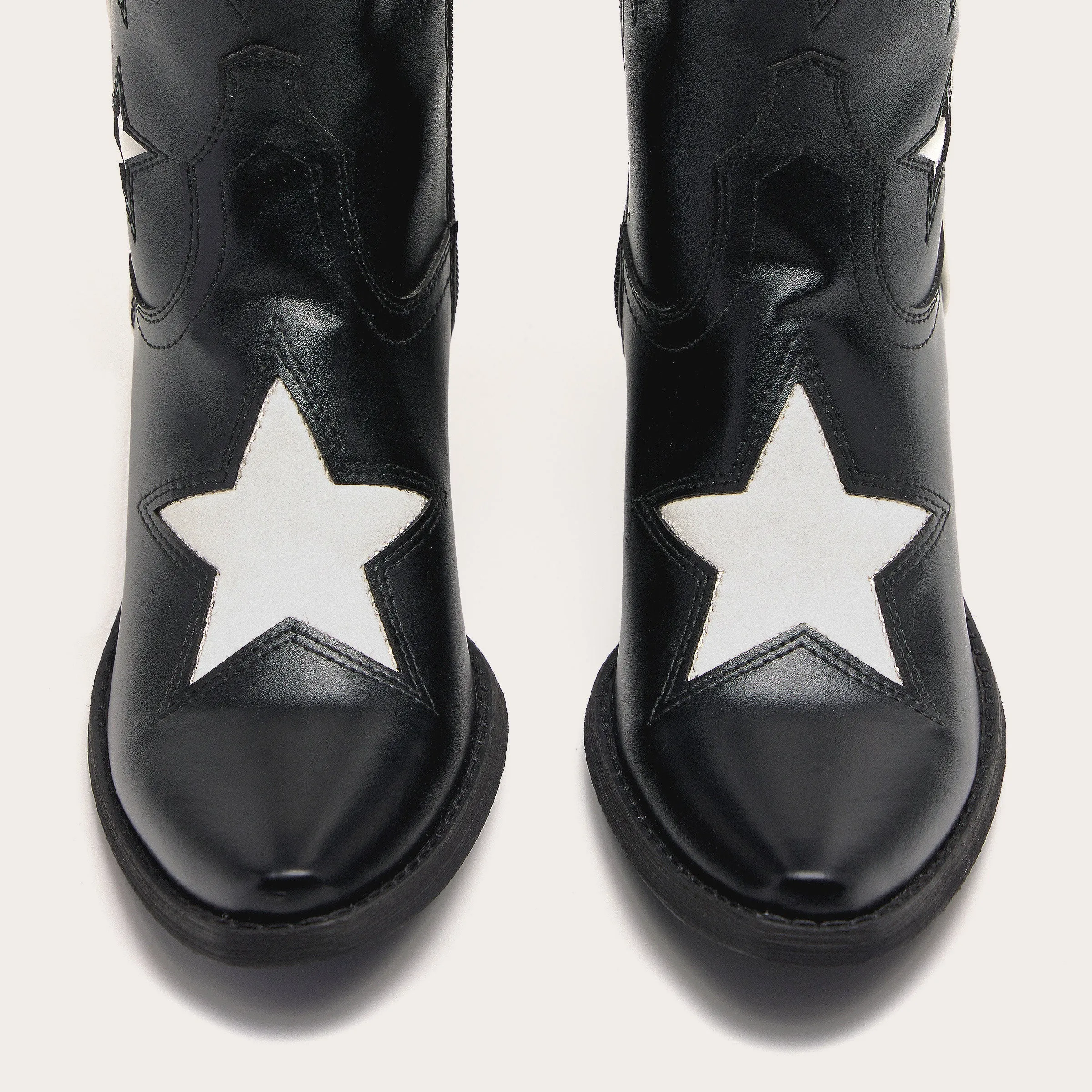 Hensley - Bold Black Cowgirl Boots with Star Embellishments