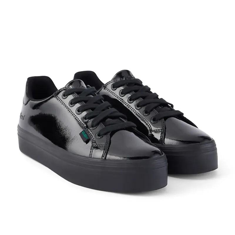 Kickers Youth Women's Black Patent Tovni Stack School Shoes