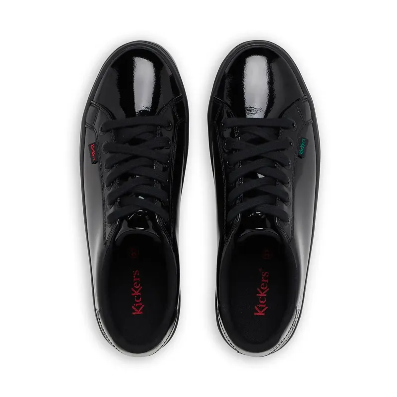 Kickers Youth Women's Black Patent Tovni Stack School Shoes
