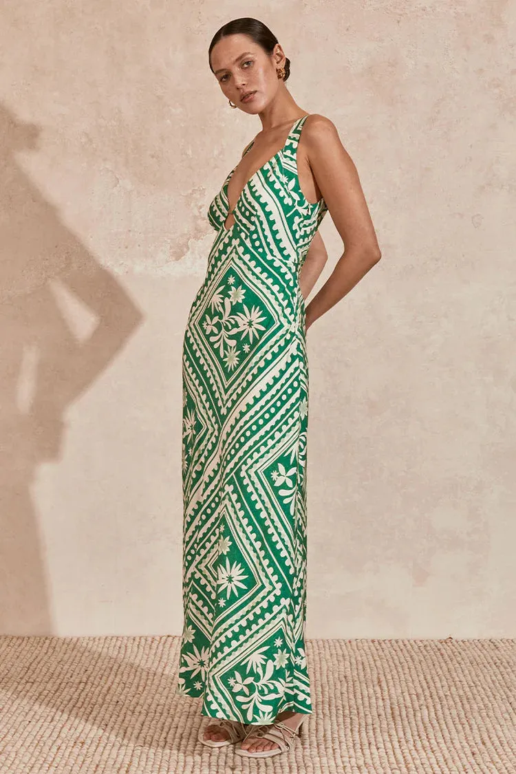 Losas Midi Dress Emerald Tile