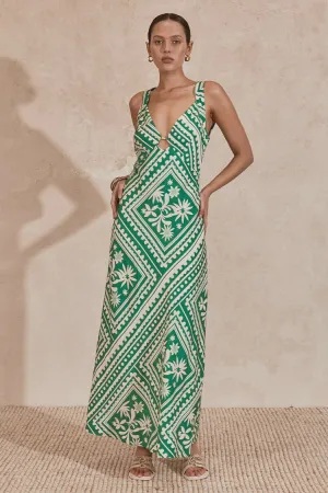 Losas Midi Dress Emerald Tile