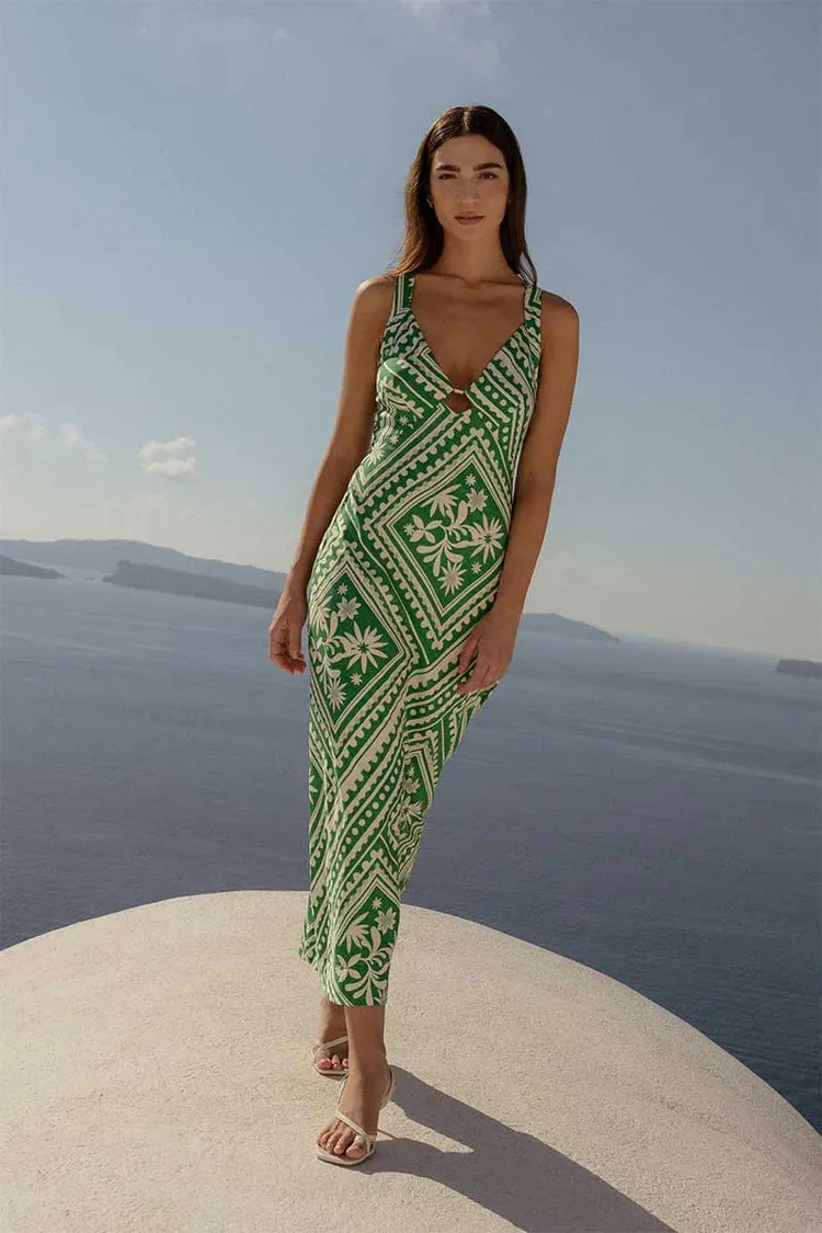 Losas Midi Dress Emerald Tile