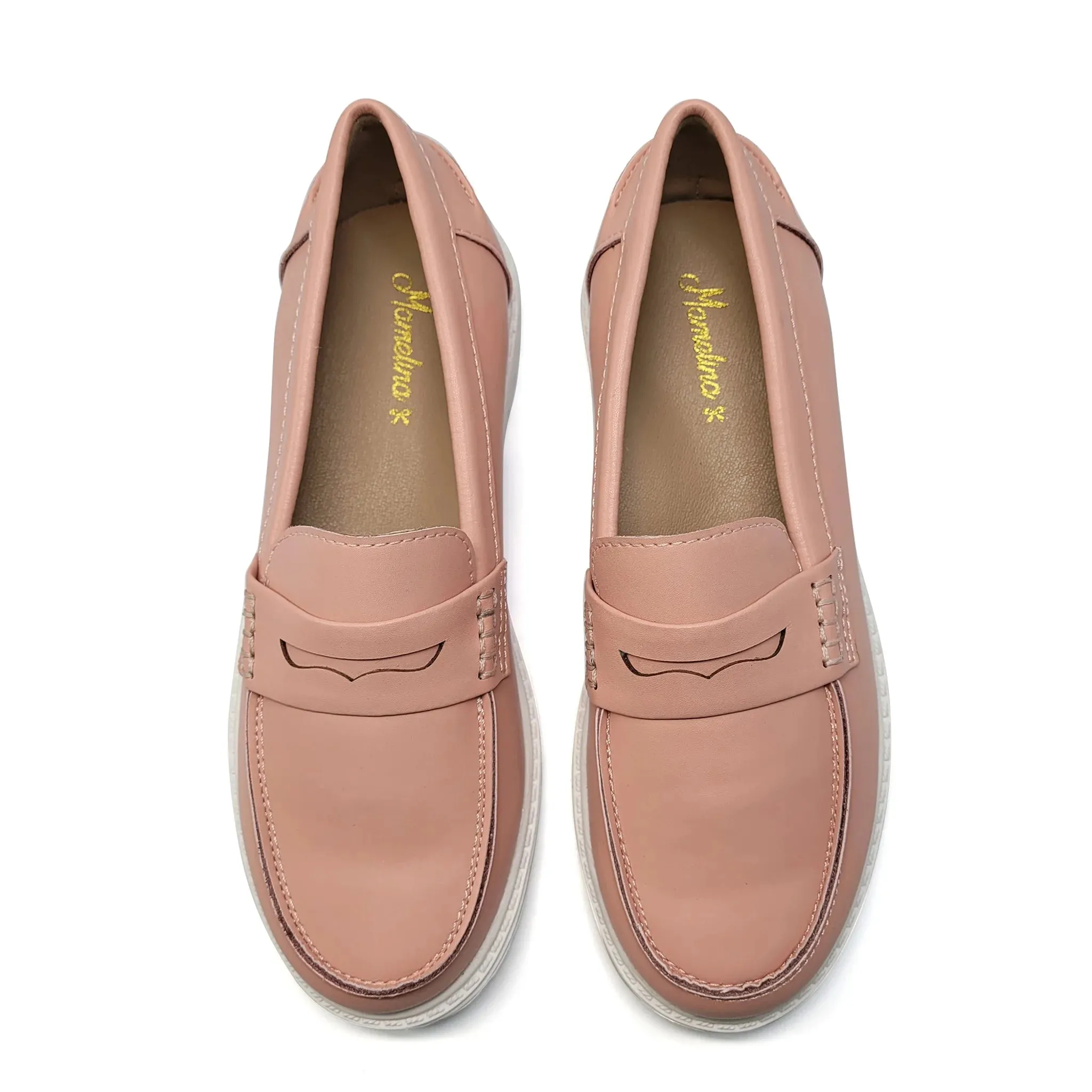Mamelina Nude Pink Chunky Penny Loafer 1288