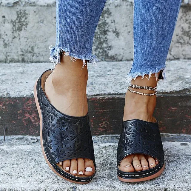 MOONBIFFY Peppy Premium Open Toe Anti-slip Leather Multi-Choice Sandal Shoes