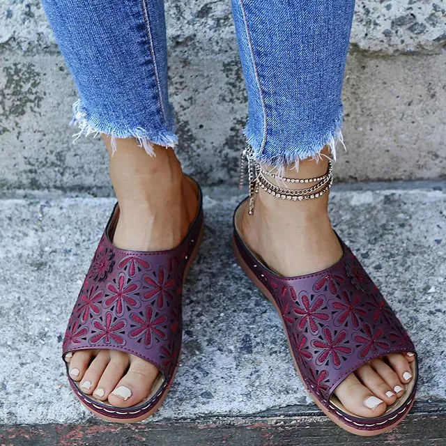 MOONBIFFY Peppy Premium Open Toe Anti-slip Leather Multi-Choice Sandal Shoes