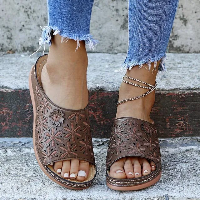 MOONBIFFY Peppy Premium Open Toe Anti-slip Leather Multi-Choice Sandal Shoes