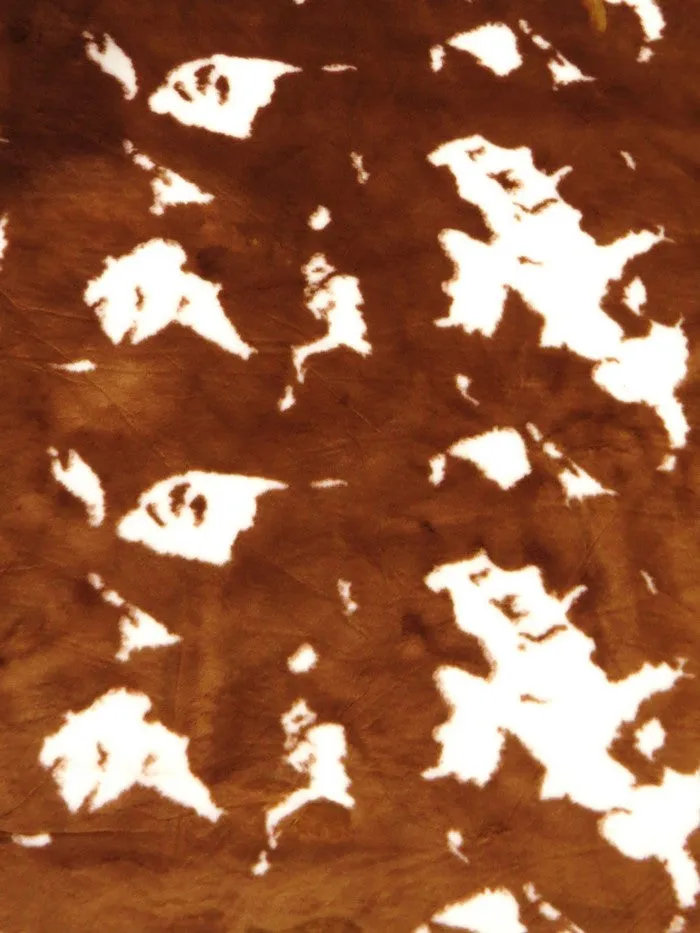 Rust/White Half Shag Faux Fur Fabric (Cow)(Knit Backing) / Sold By The Yard