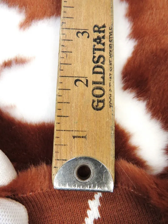 Rust/White Half Shag Faux Fur Fabric (Cow)(Knit Backing) / Sold By The Yard
