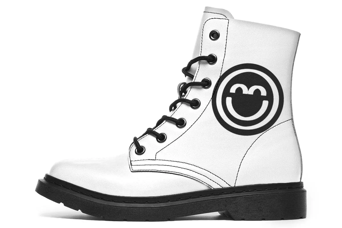 Smile Patch Black White Combat Boots