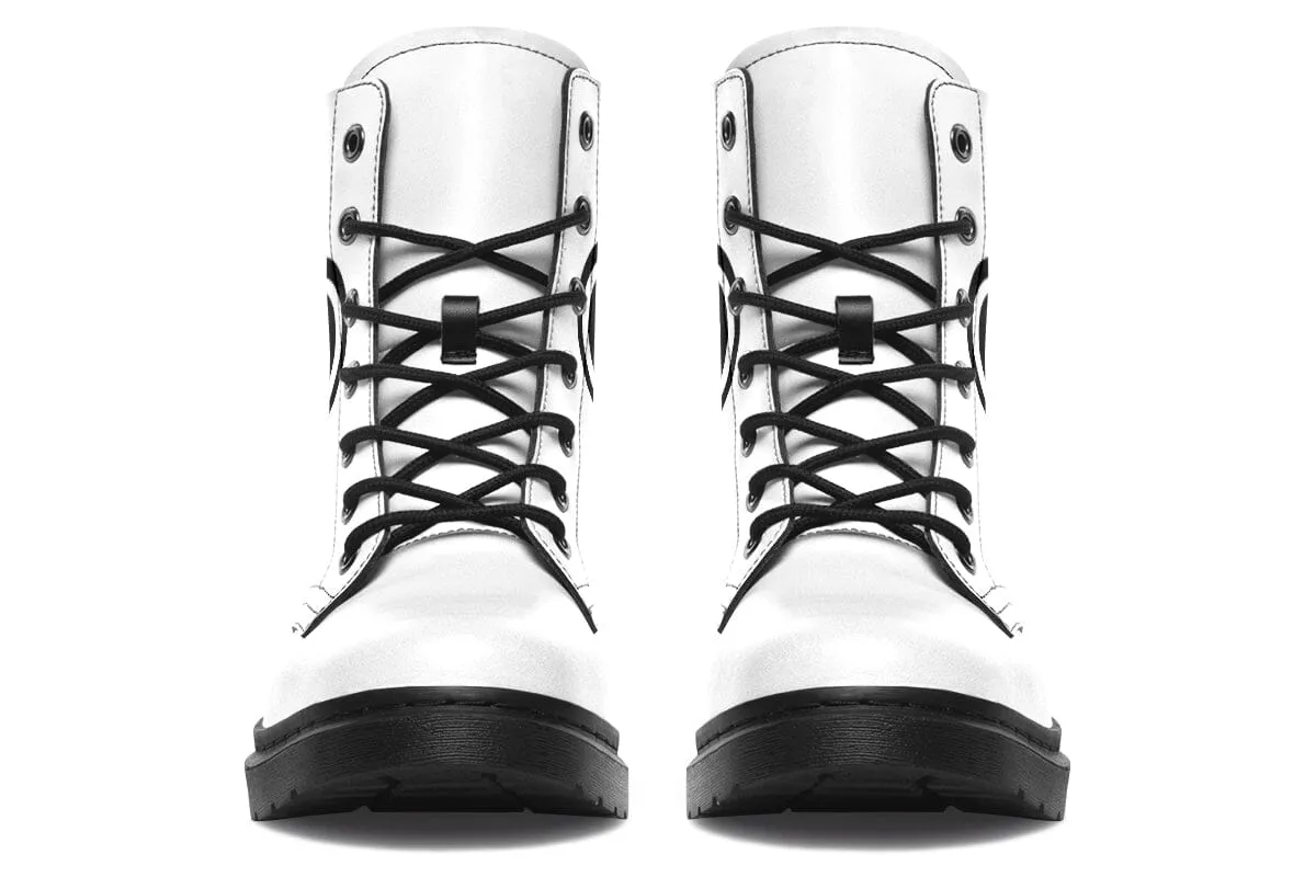 Smile Patch Black White Combat Boots