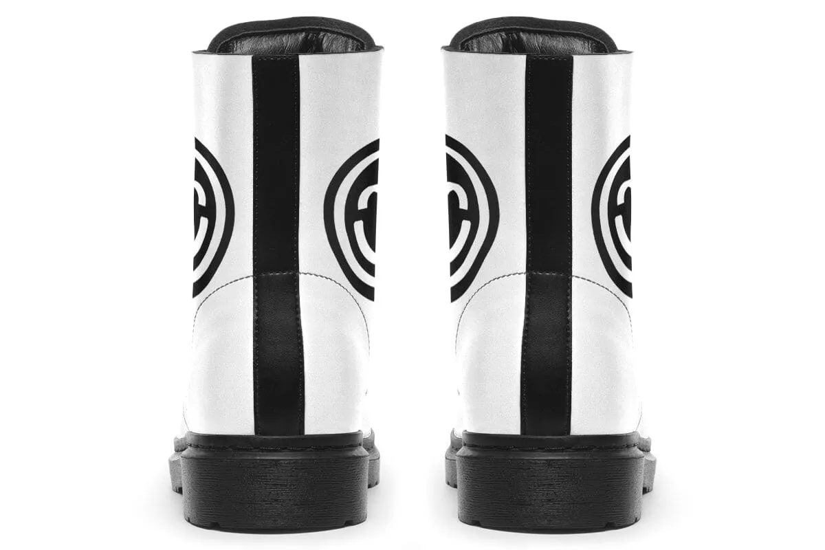 Smile Patch Black White Combat Boots