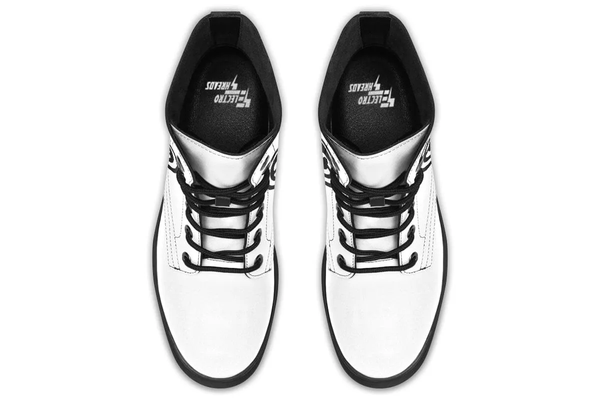 Smile Patch Black White Combat Boots