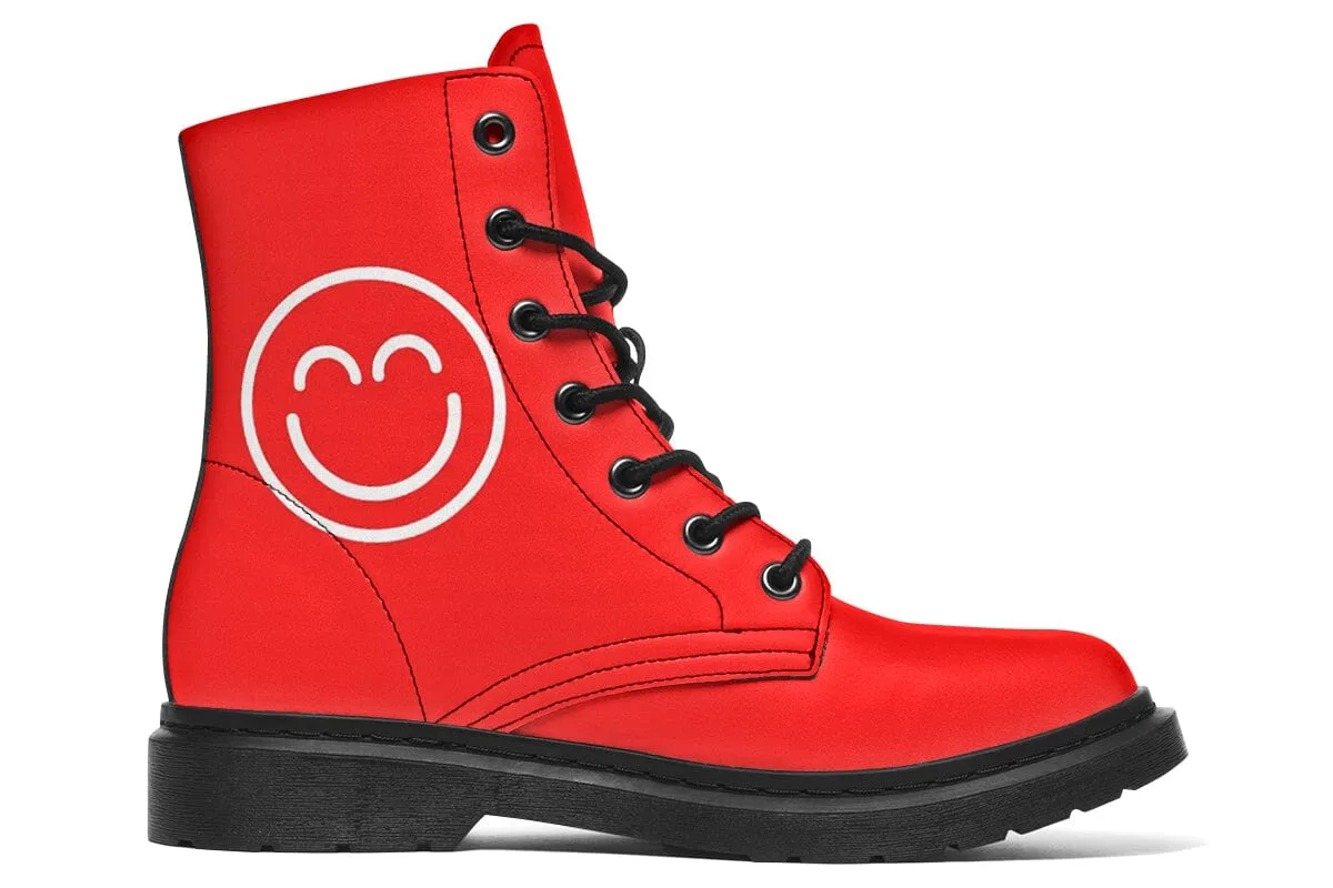 Smile Promo Red Combat Boots