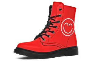 Smile Promo Red Combat Boots