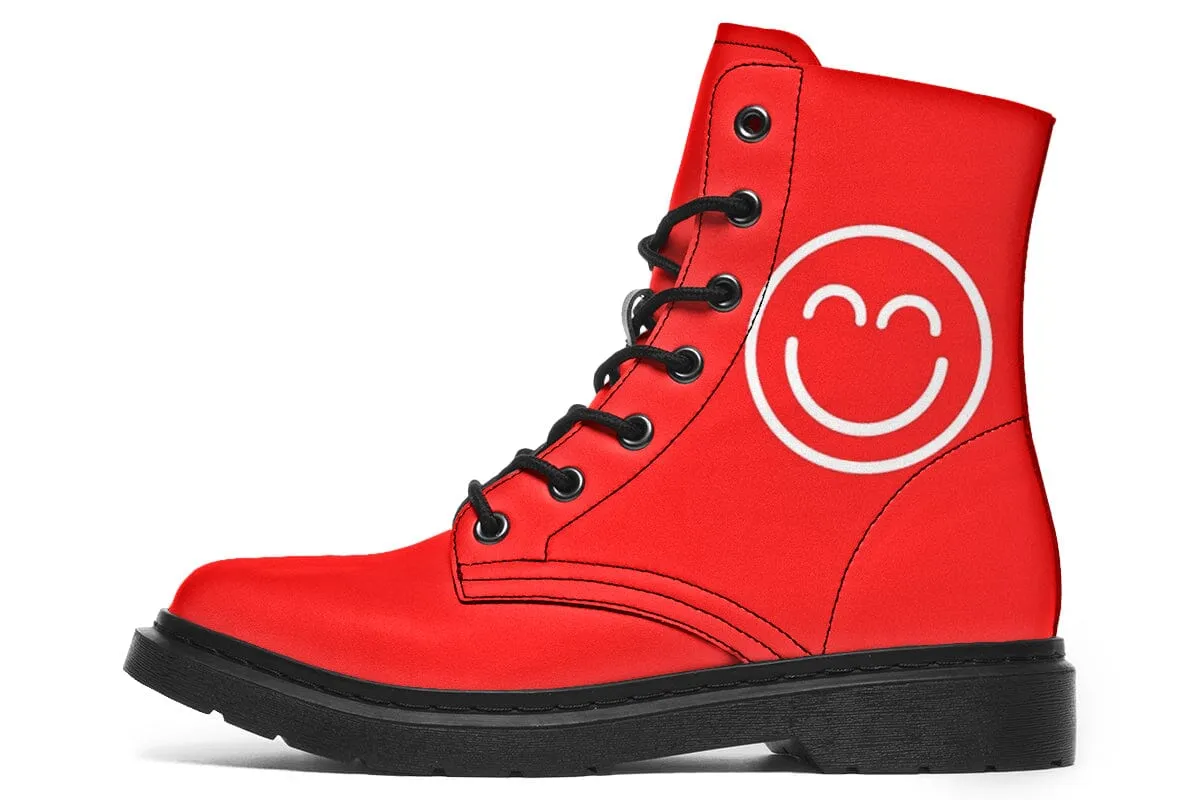 Smile Promo Red Combat Boots