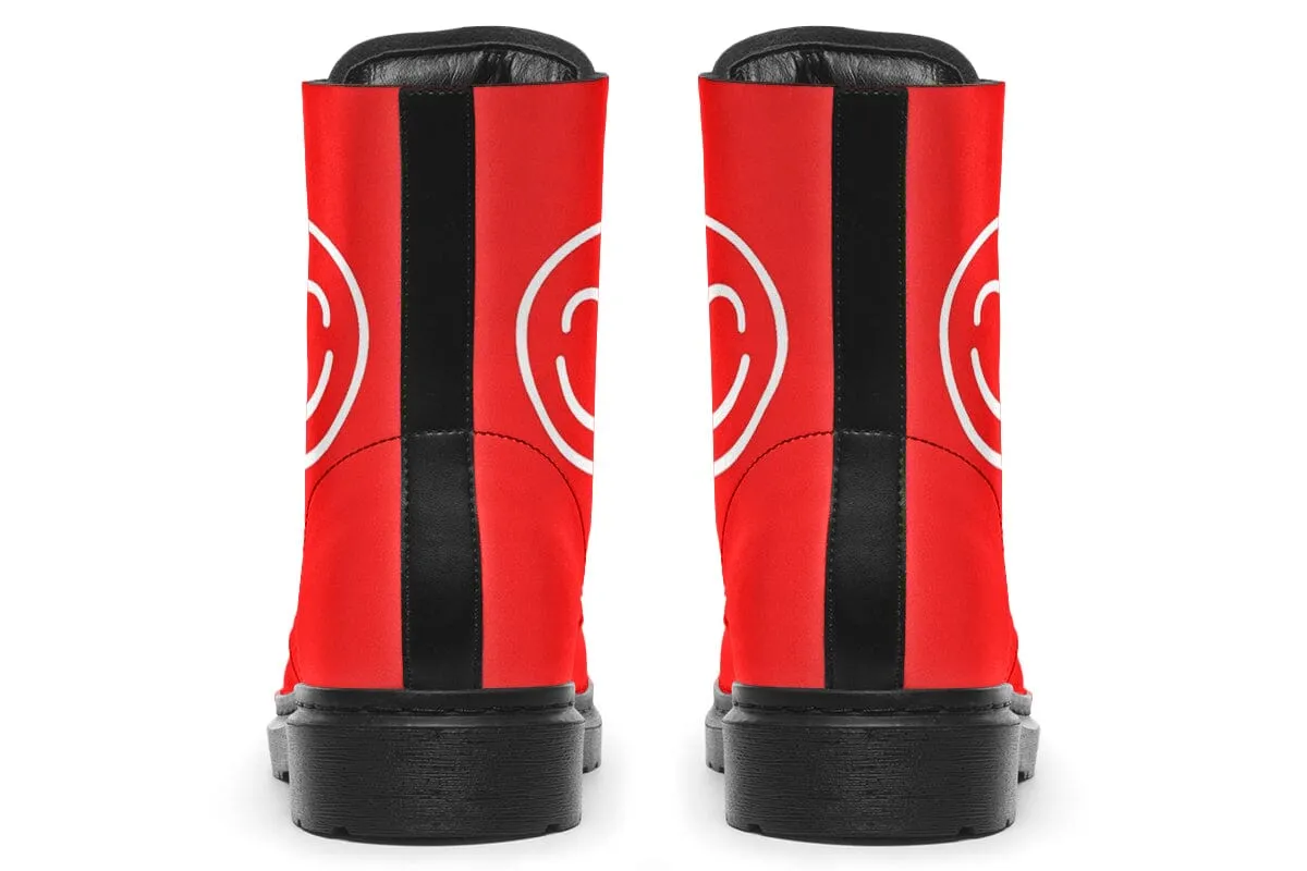 Smile Promo Red Combat Boots