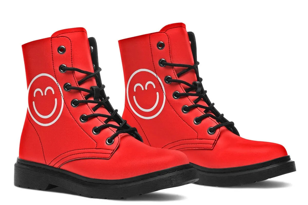 Smile Promo Red Combat Boots