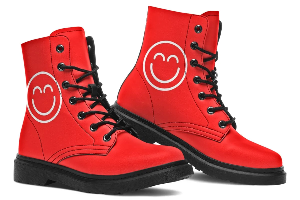 Smile Promo Red Combat Boots