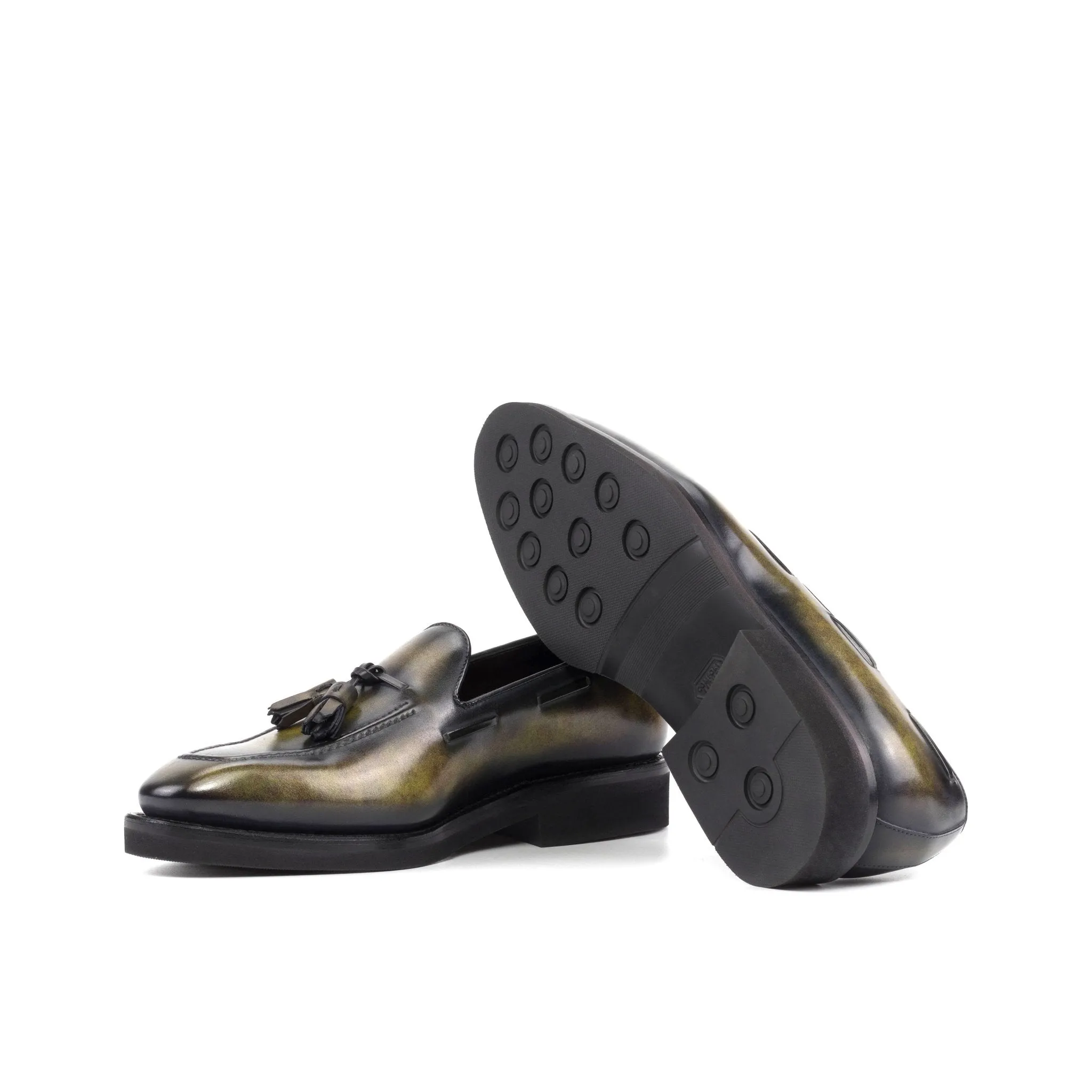 Tassel Loafer in Green Museum Patina Box Calf