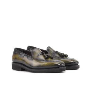 Tassel Loafer in Green Museum Patina Box Calf
