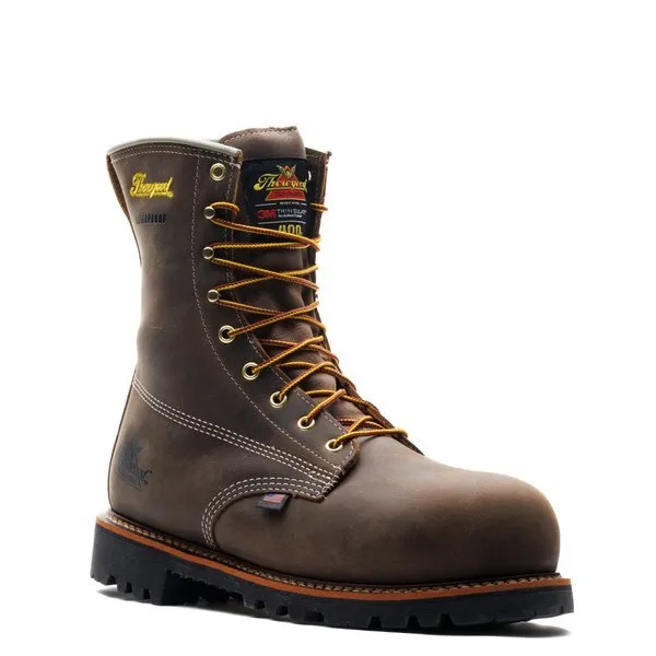Thorogood Men's 8" Waterproof American Legacy Insulated Crazy Horse Round Nano Safety Toe Work Boot
