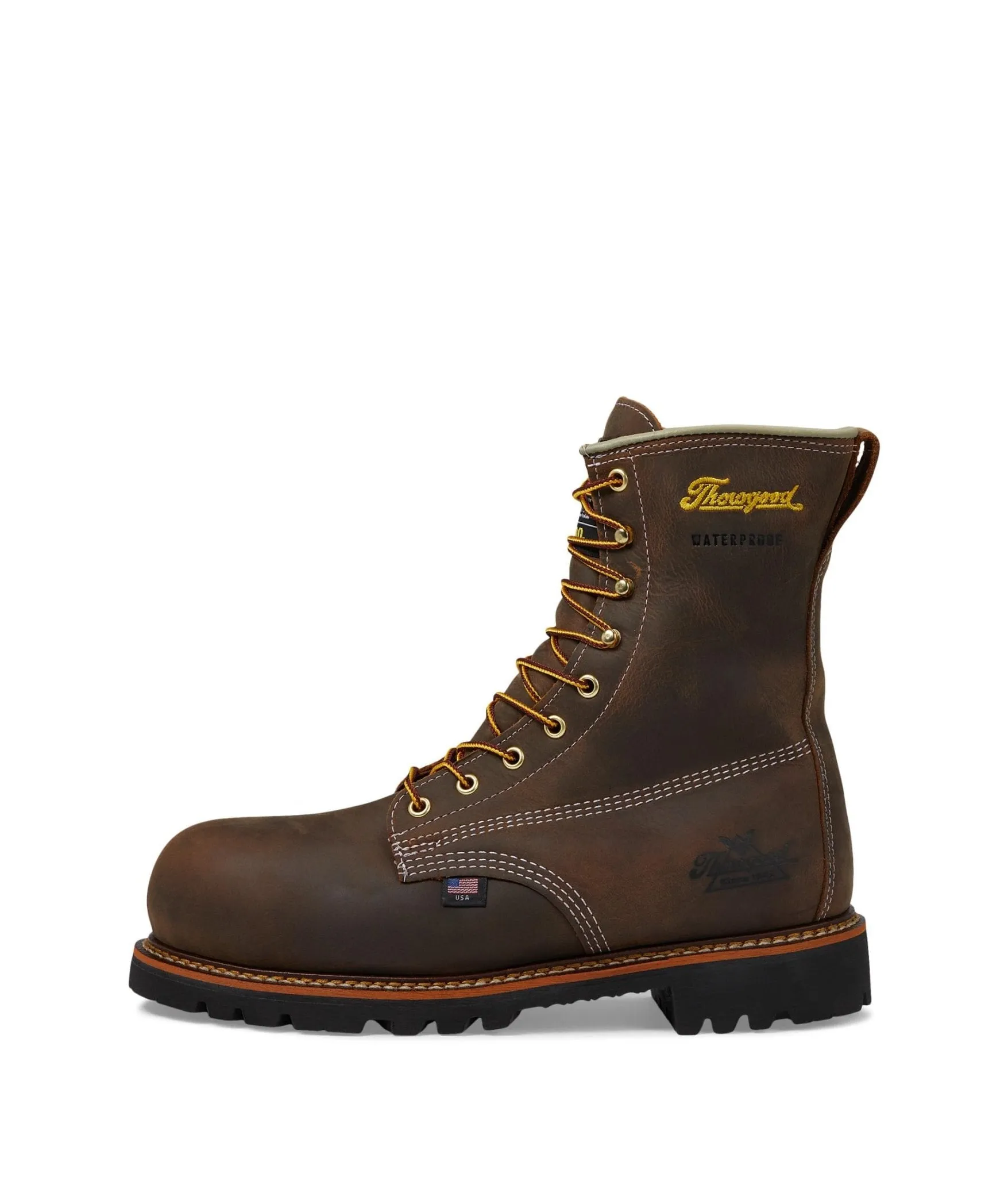 Thorogood Men's 8" Waterproof American Legacy Insulated Crazy Horse Round Nano Safety Toe Work Boot